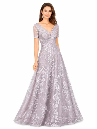 Lara New York Short Sleeve Lace A-line Dress With V-neckline In Stone
