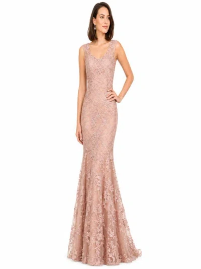 Lara New York Sleeveless Mermaid Lace Embroidered Gown In Blush