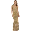 Lara New York Spaghetti Strap Beaded Dress In Gold