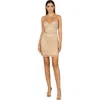Lara New York Spaghetti Strap Cocktail Dress With Fringes In Champagne
