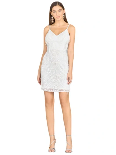 Lara New York Spaghetti Strap Fringe Bridal Cocktail In Ivory