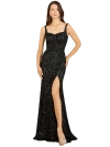 Lara New York Sweetheart Neckline, Beaded Gown With Slit In Black
