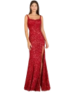 Lara New York Sweetheart Neckline, Beaded Gown With Slit In Red