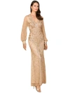 Lara New York V-neck Beaded Long Sleeve Dress In Brown