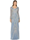 Lara New York V Neck Beaded Long Sleeve Dress In Inkblue