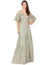 Lara New York V-neck, Cape Sleeve Gown In Sage