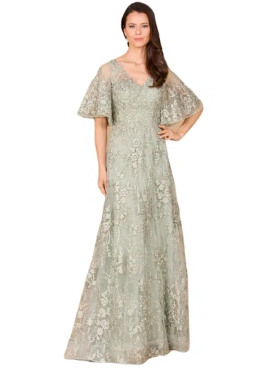 Lara New York V-neck, Cape Sleeve Gown In Sage