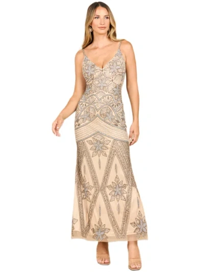 Lara New York V-neck Fitted Gown In Brown