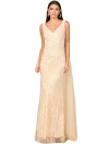 Lara New York V-neck Gown With Long Cape Sleeves In Gold