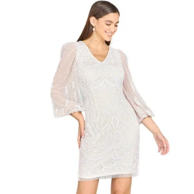 Lara New York V-neck, Balloon Sleeve Bridal Mini In White