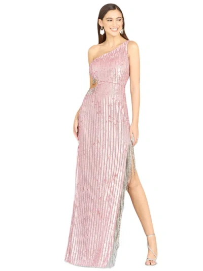 Lara New York Wendy Beaded Fringe Gown In Cashmere