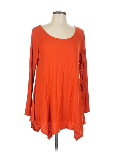 Pre-owned Larace 3/4 Sleeve Top Orange Scoop Neck Tops
