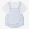 LARANJINHA BABY BOYS BLUE CHECKED BABYSUIT SET