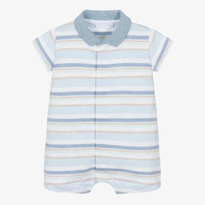 Laranjinha Baby Boys Blue Striped Cotton Shortie