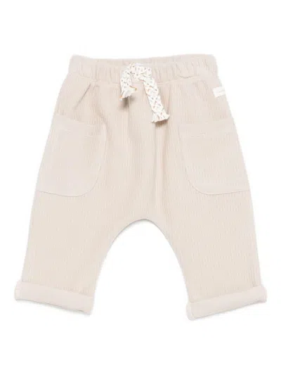 Laranjinha Kids' Beige Cotton Trousers  In Neutral
