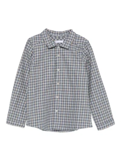 Laranjinha Kids' Blue Checked Shirt  In Gray