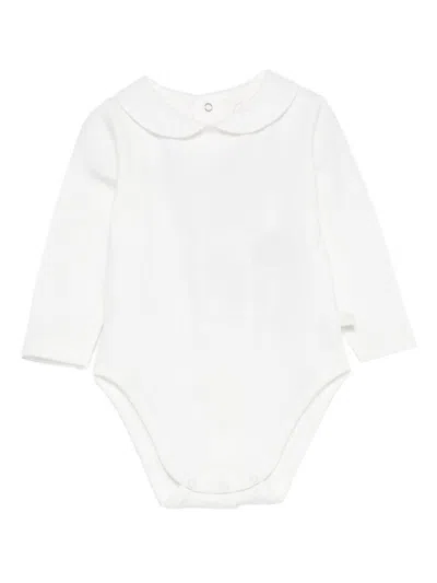 Laranjinha Kids' Bodysuit With Peter Pan Collar  In White