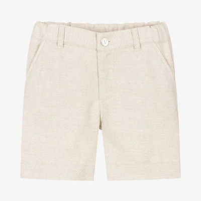 Laranjinha Kids' Boys Beige Cotton & Linen Shorts