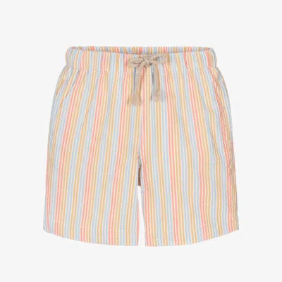 Laranjinha Kids' Boys Beige Stripe Cotton Shorts