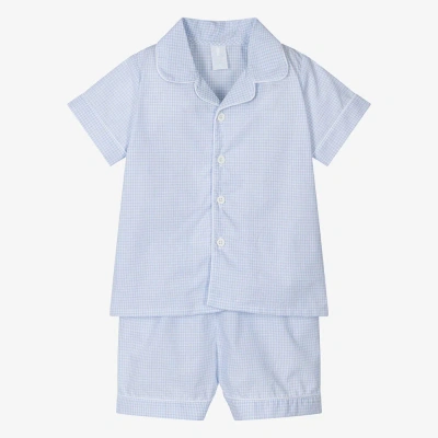 Laranjinha Kids' Boys Blue Checked Cotton Short Pyjamas