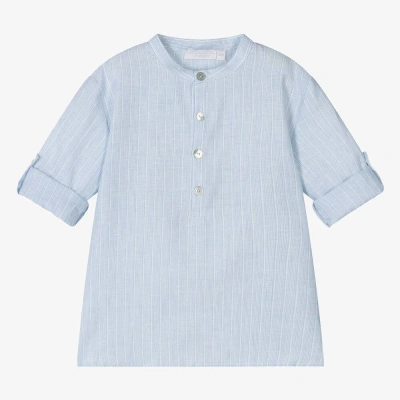 Laranjinha Kids' Boys Blue Striped Linen Shirt