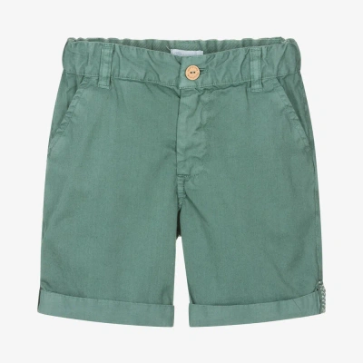 Laranjinha Kids' Boys Green Cotton Chino Shorts