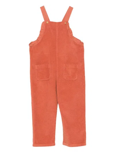 Laranjinha Kids' Corduroy Overalls  In Orange