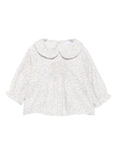 Laranjinha Kids' Floral Print Blouse  In Neutral