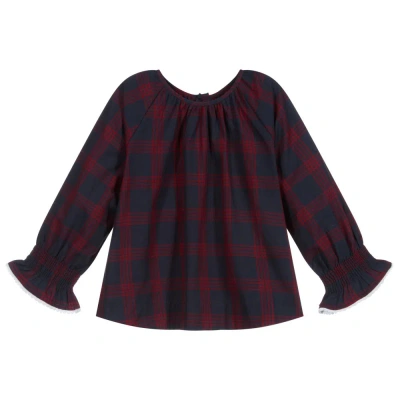 Laranjinha Babies' Girls Blue & Red Check Blouse