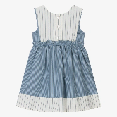 Laranjinha Kids' Girls Blue Stripe Cotton Dress