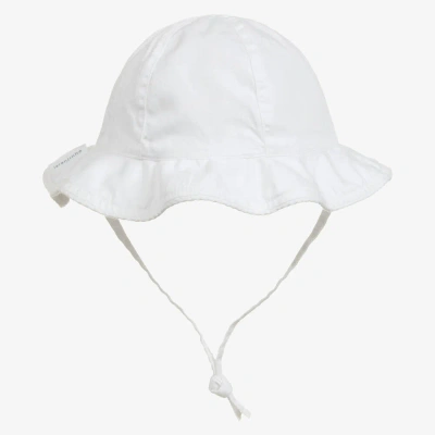 Laranjinha Babies' Girls White Cotton Sun Hat