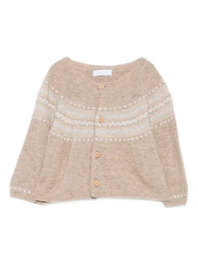 Laranjinha Kids' Knitted Cardigan  In Gold