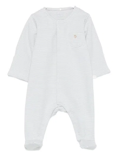 Laranjinha Kids' Striped Overalls  In White
