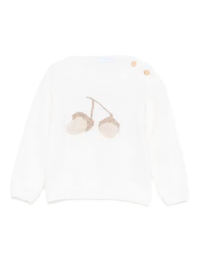 Laranjinha Kids' White Crew Neck Sweater