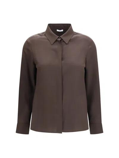 Lardini 100% Silk Shirt In Brown