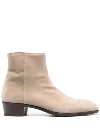 Lardini 45mm Suede Ankle Boots In Neutrals