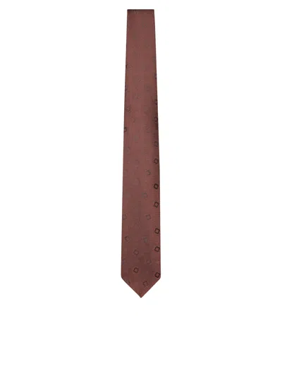 LARDINI 7CM PAISLEY PATTERN SILK BROWN TIE