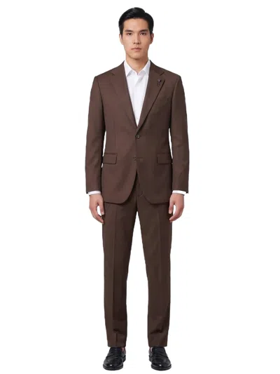 Lardini Long-sleeved Blazer And Trousers Set In Brown