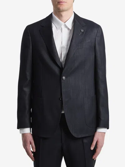 Lardini Singlebreasted Wool Blend Suit In Blue