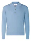 Lardini Polo Collar Sweater With Ribbed Cuffs And Hem In Blue