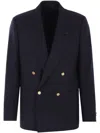 Lardini Navy Blue Double-breasted Wool Jacket In Blue