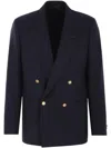 Lardini Navy Blue Double-breasted Wool Jacket In Blue