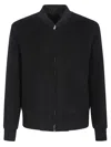 Lardini Wool Zip-front Bomber Jacket In Black