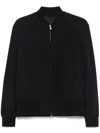 Lardini Bomber Jacket In Black Wool In Blue