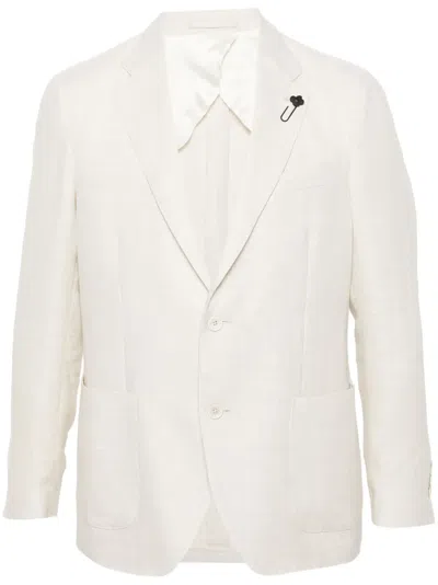 Lardini Basket-weave Single-breasted Blazer In Neutrals