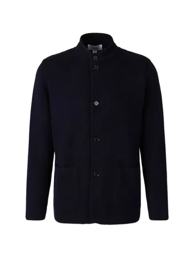 Lardini Basket-weave Virgin Wool Cardigan In Black