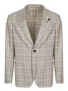 Lardini Beige And Grey Wool And Cashmere Jacket In Multi