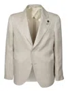 Lardini Beige Blazer With Intricate Lapel Pin