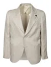 Lardini Beige Blazer With Intricate Lapel Pin In Neutrals