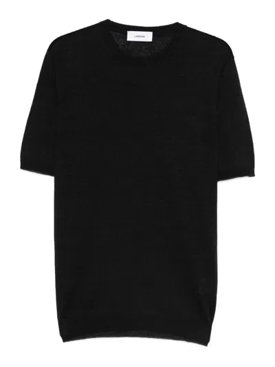 LARDINI BEIGE COTTON AND LINEN  CREW NECK  T-SHIRT